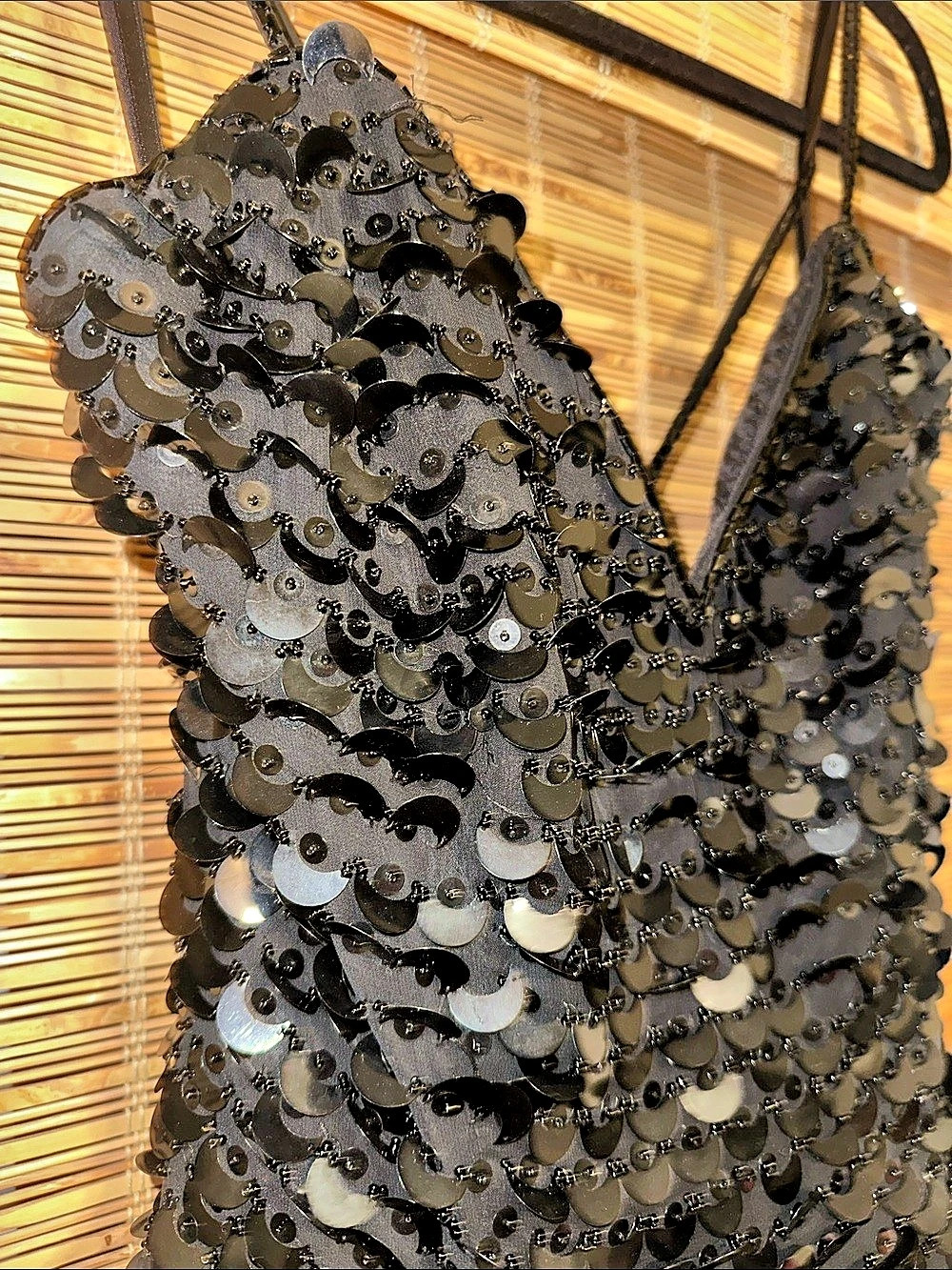 Stunning!✨ Vintage Y2K "Niteline" Black Sequin Mini Formal Cocktail Party Dress - Picture 8 of 9